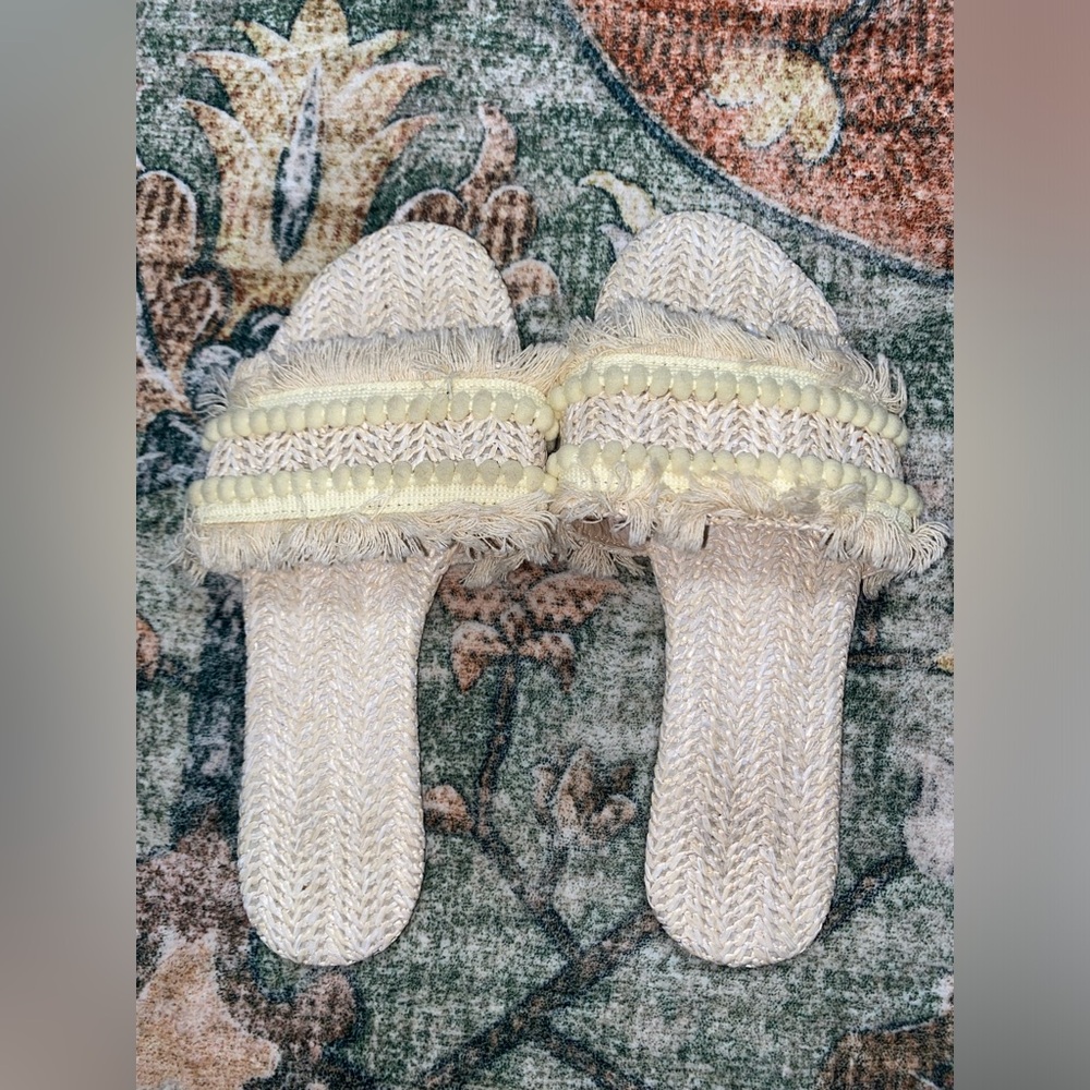 Fringe Woven Slide Sandals - Picture 4 of 5